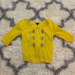 Old Navy Yellow 3/4 Sleeve Boho Top